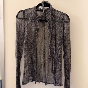 Armand Basi Sheer Black and Gray Long Sleeve Top
